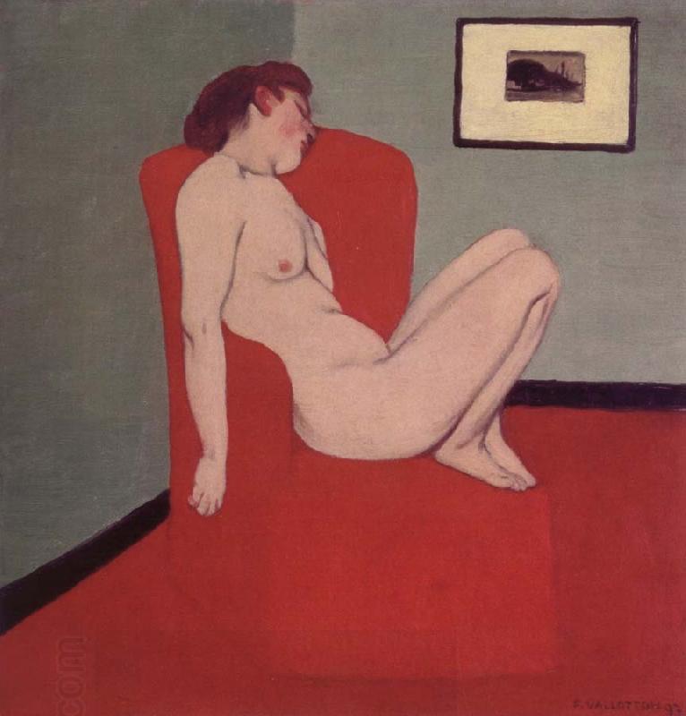 Felix Vallotton Nude Seated in a red armchair oil painting picture
